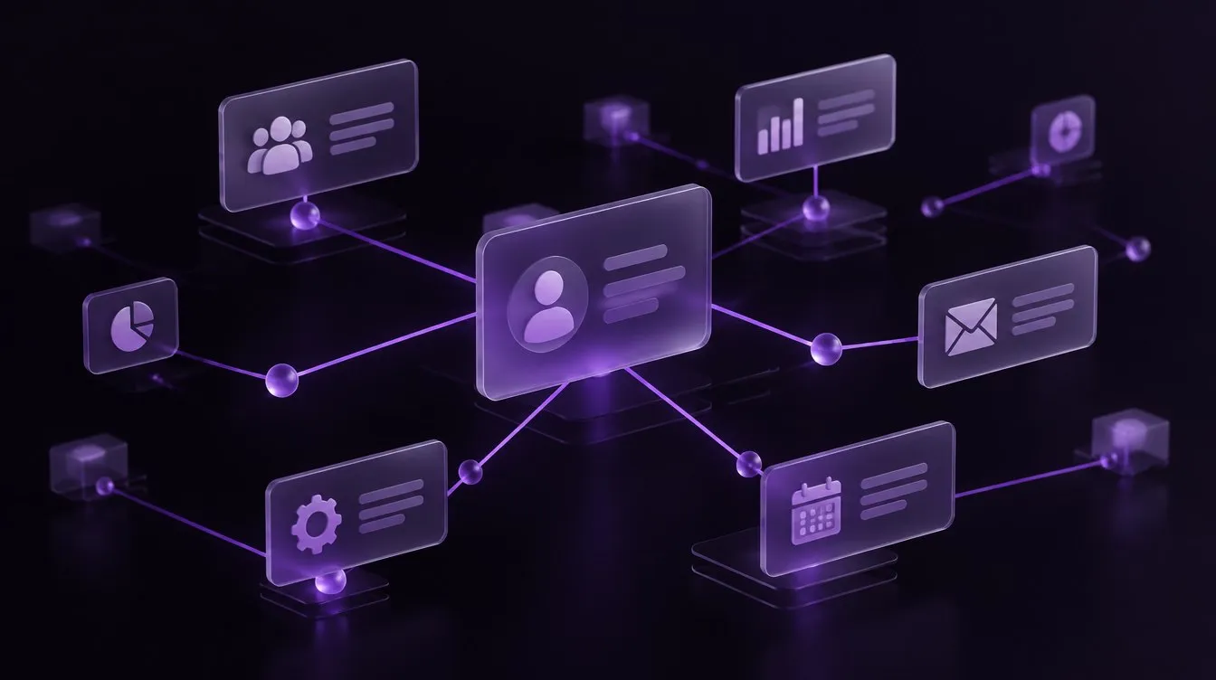 Fichas de cristal conectadas en red, los contactos ordenados en un CRM