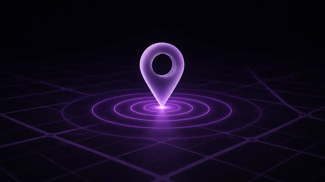 Marcador de ubicación con ondas de luz sobre un mapa, el SEO local en Asunción