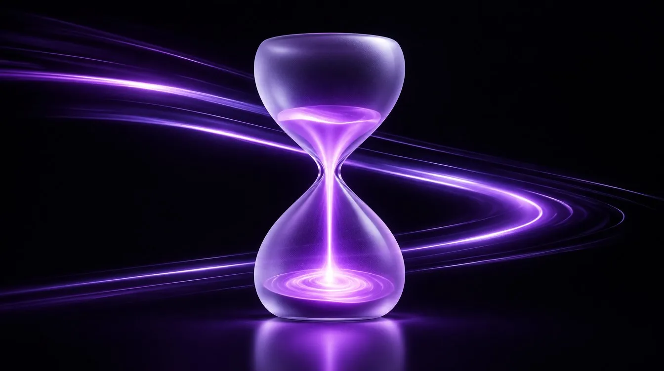 Reloj de arena de cristal con luz en movimiento, la rapidez al responder a un cliente